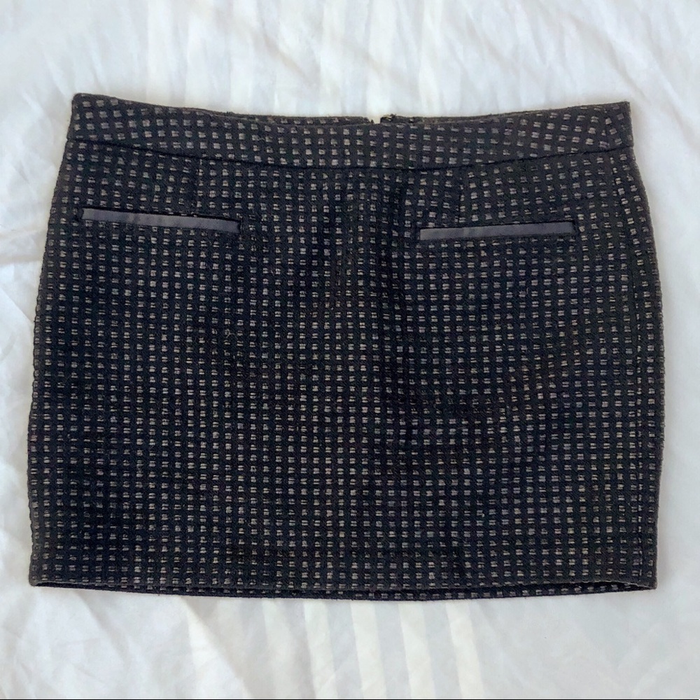 NWOT GAP Matte Black Checkered Lined Mini Skirt